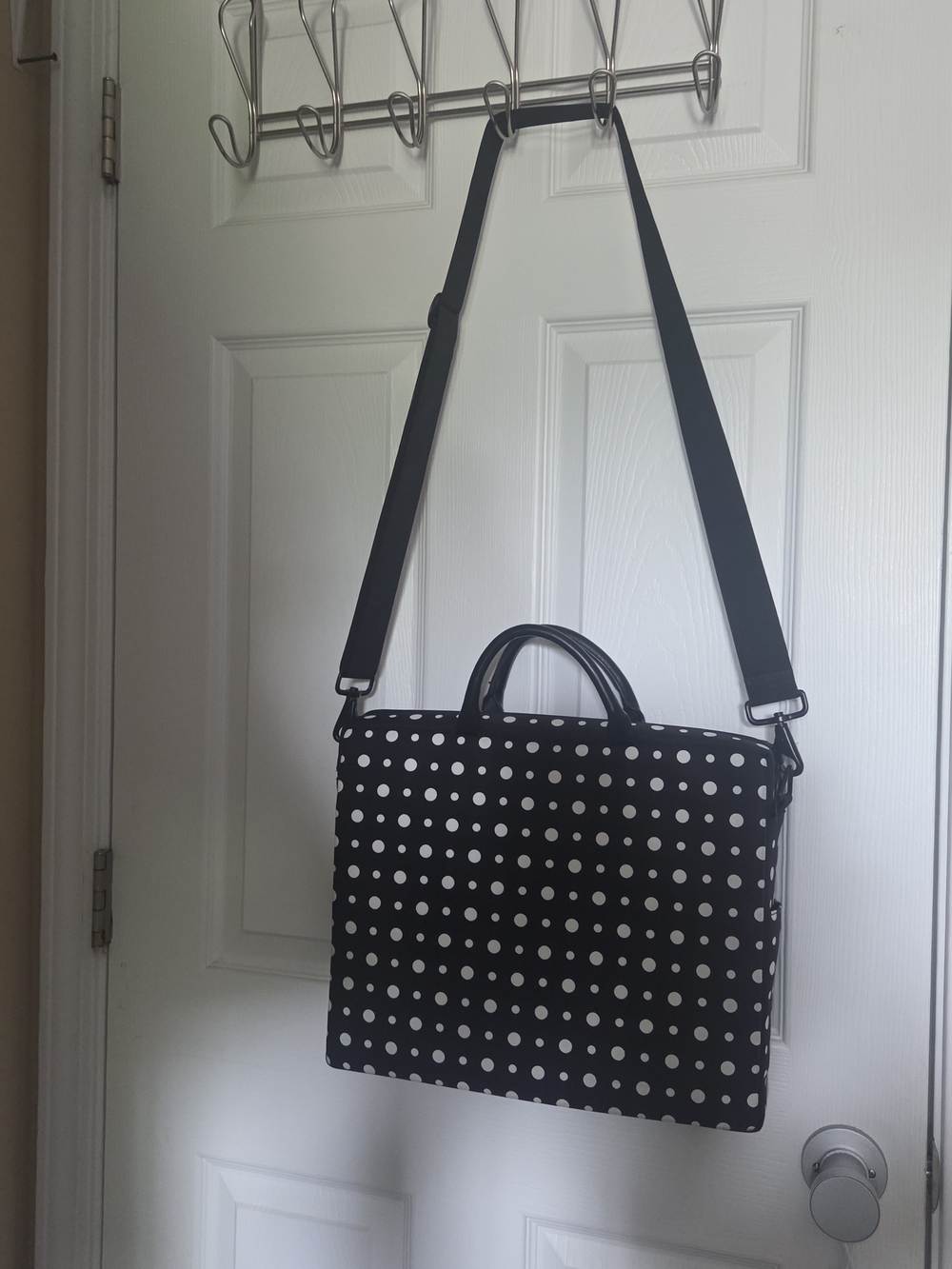 Polka Dot Black & White Laptop Messenger Bag